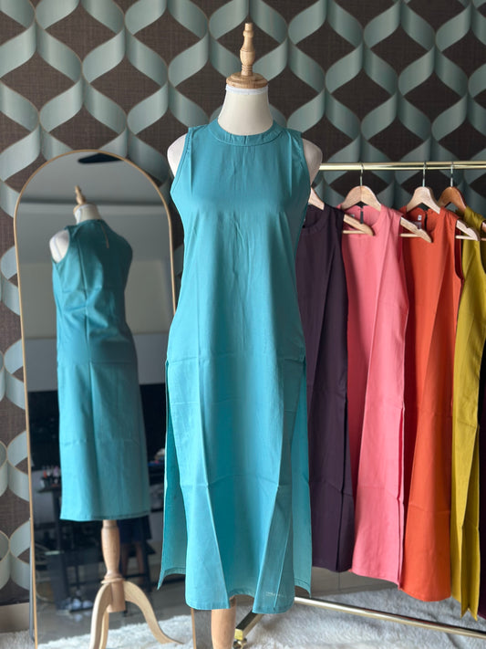 Pastel Blue Halter Cotton Kurta