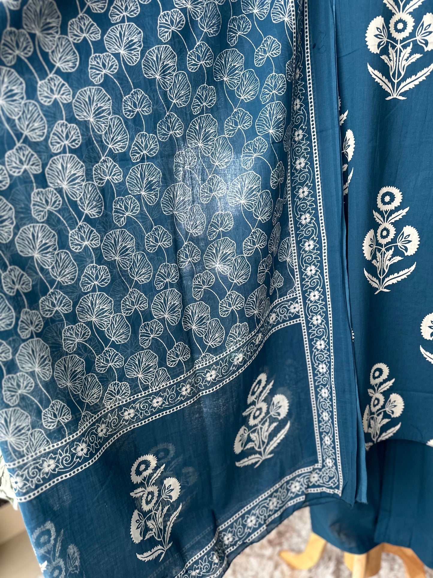 Teal Blue Cotton Suit Set