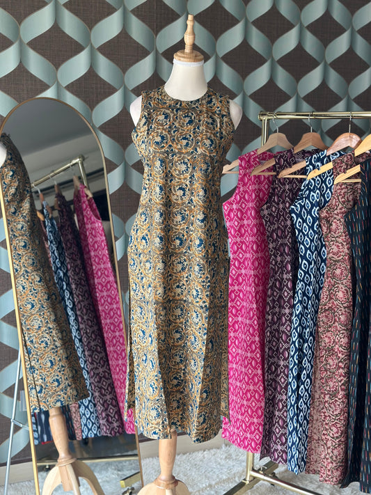 Olive Garden Kalamkari Halter Cotton Kurta