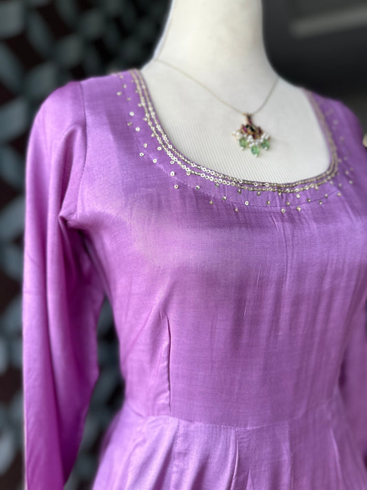 Lilac Soft Silk Anarkali