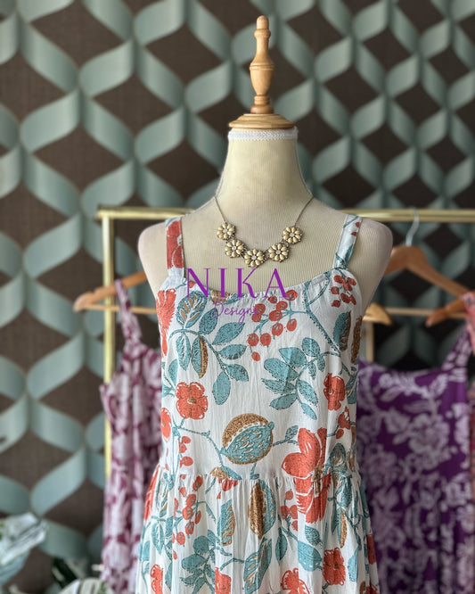 Cream Floral Summer Dress