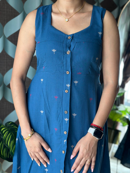 Varnika Demin Blue Handloom Dress