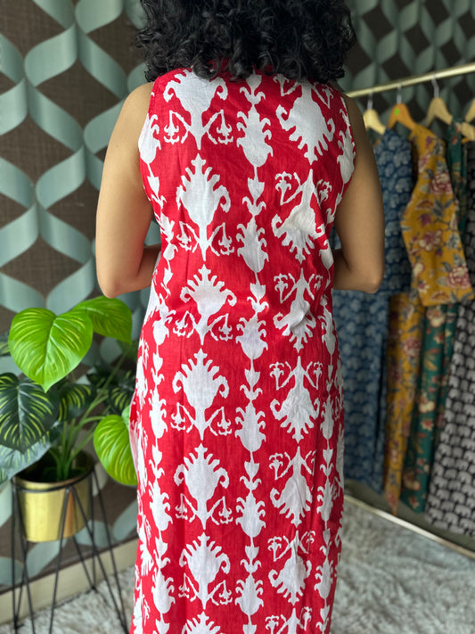 Coral Red Motif Cotton Set