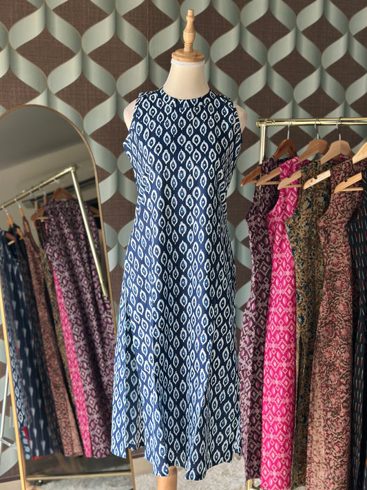 Indigo Blue Butta Halter Cotton Kurta