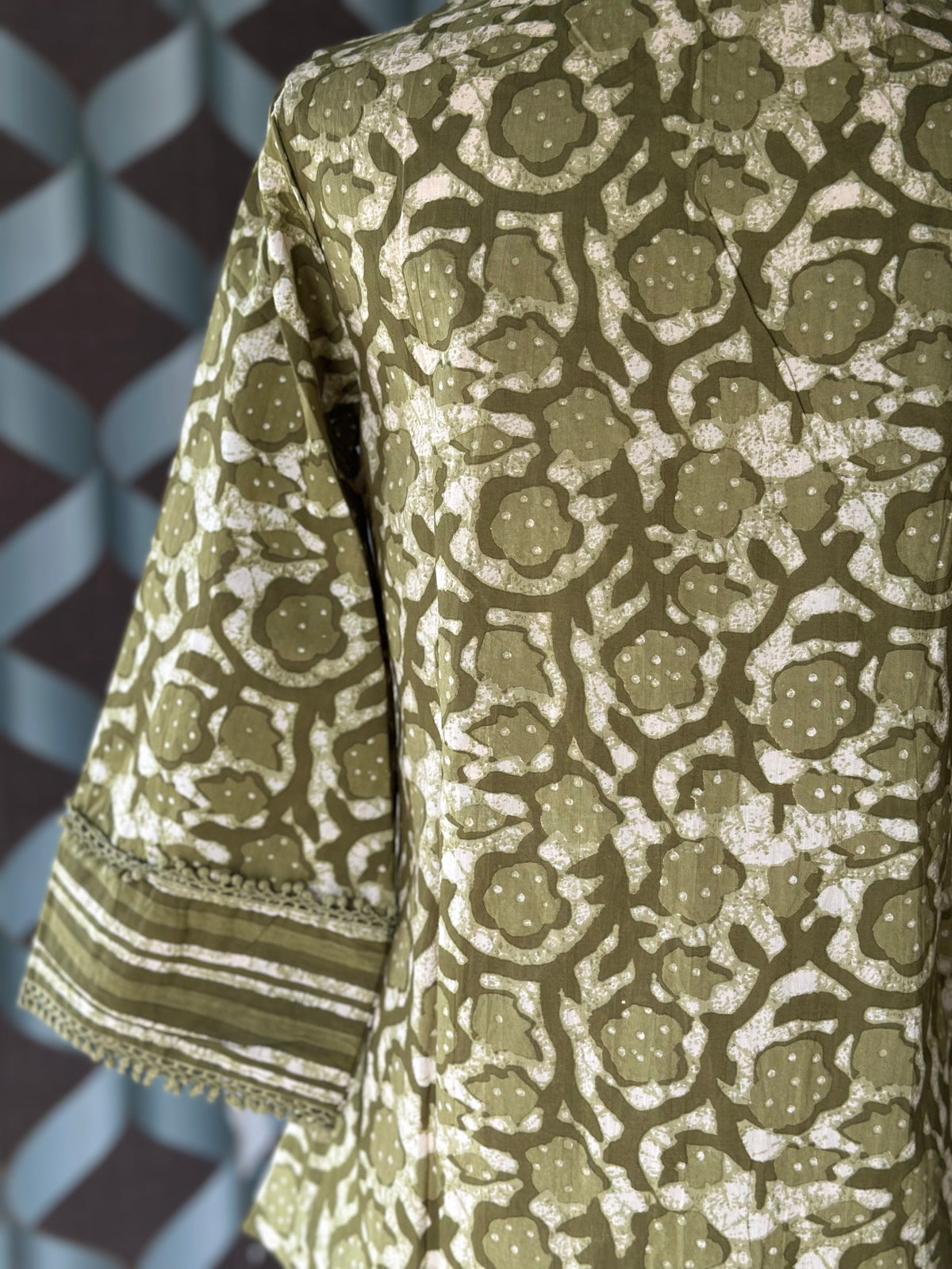 Sage Green Foral Cotton Top