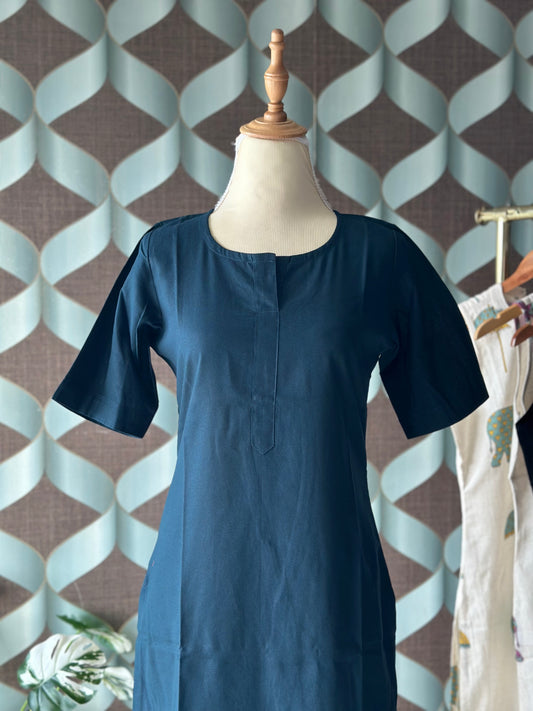 Teal Green Solid Kurta Top with Sleeve