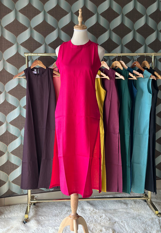 Fushia Pink Halter Cotton Kurta