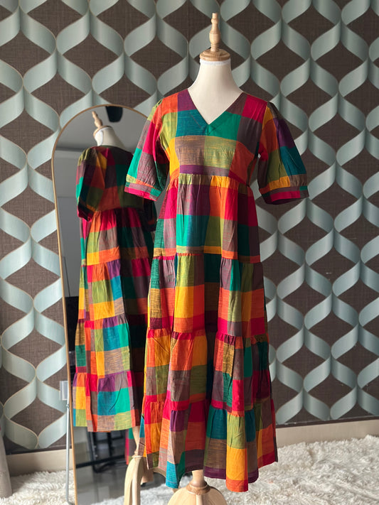 Madras Check Tier Dress