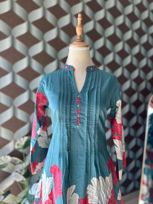 Teal Blue Floral Co-Ord Set