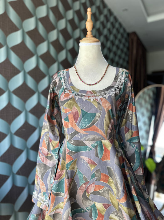 Grey Multicolor Anarkali