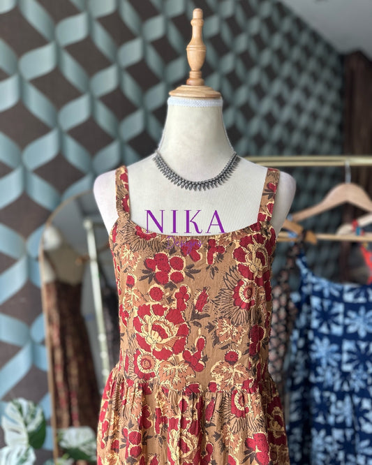 Brown Floral Summer Dress