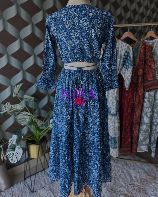 Cotton Indigo Blue cut-out waist dress