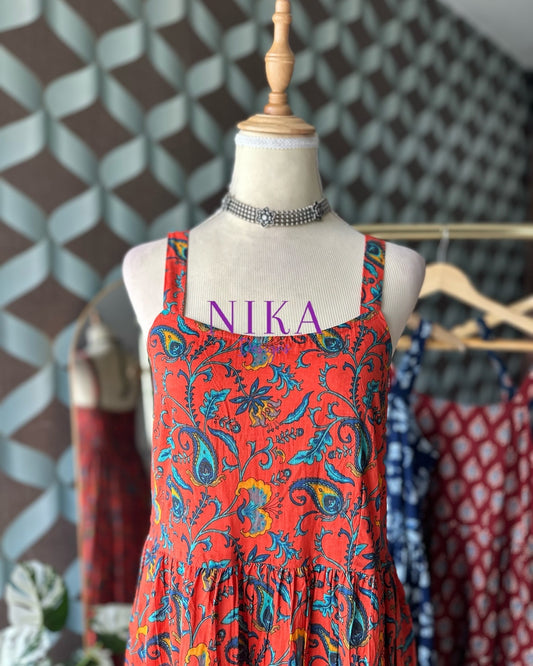 Orange Floral Summer Dress