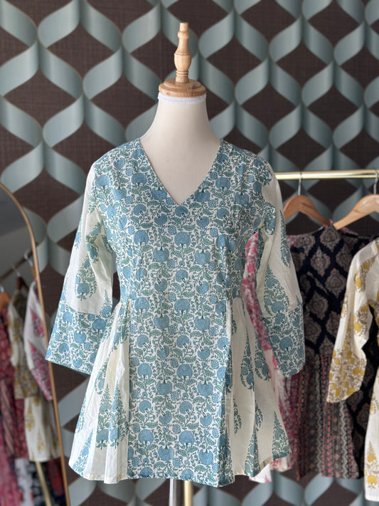 Powder Blue Floral Short Top