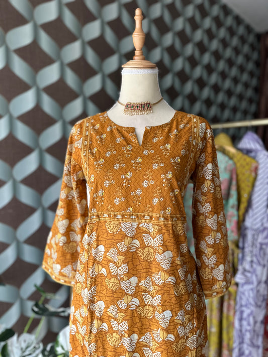 Mustard Yellow Cotton Suit Set