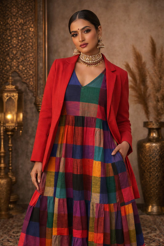 Madras Check Tier Dress
