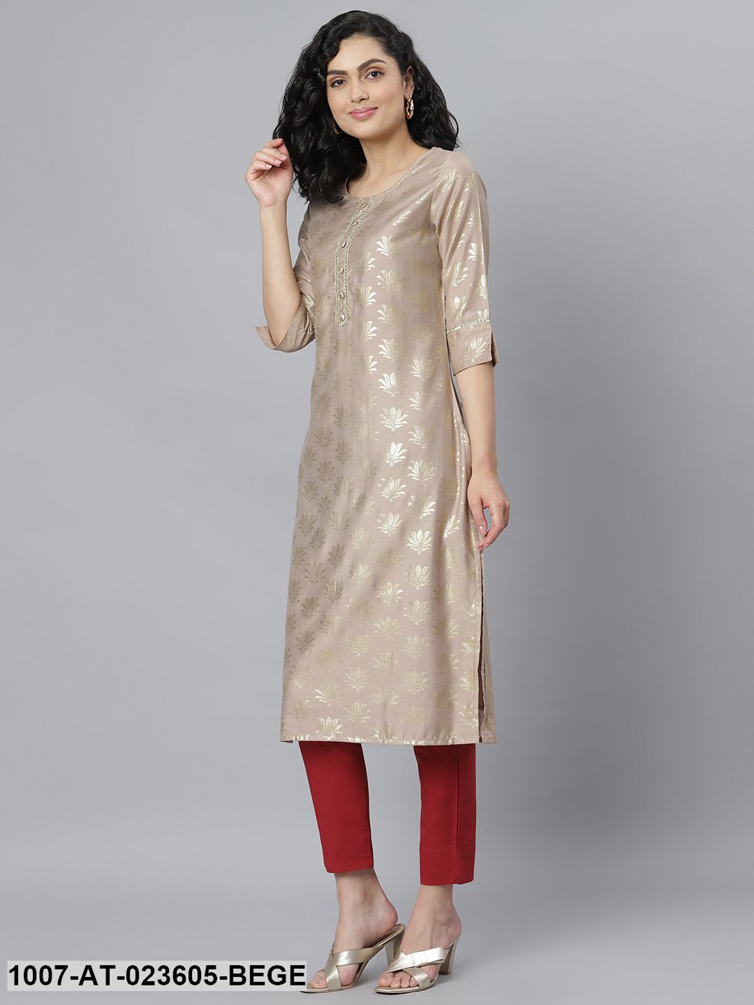 Gold Printed Rayon Kurta
