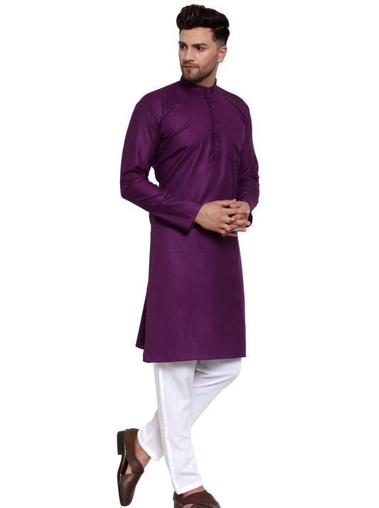 Purple Cotton Kurta Payjama Set