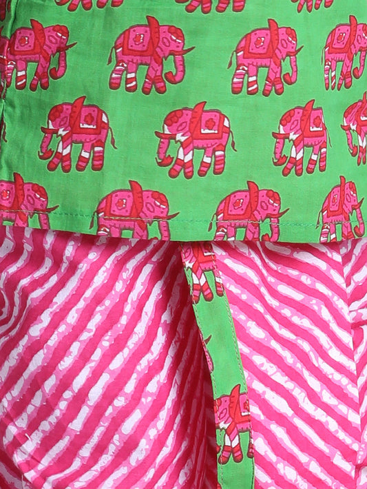 Green Hathi Print Infant Cotton Dhoti