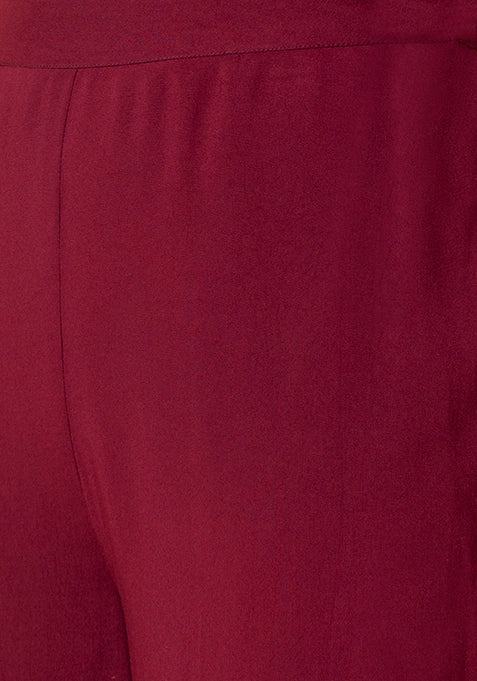 Maroon Flared Palazzo Pants
