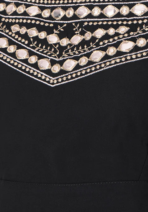 Black Mirror Embroidered Sleeveless Crop top