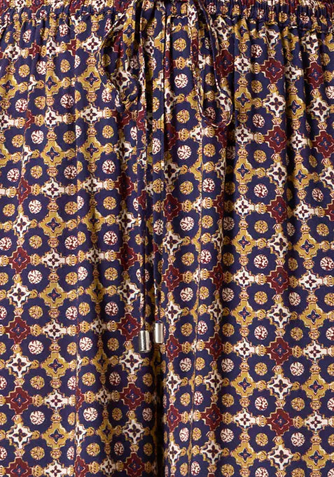 Navy Mustard Straight Palazzo Pants