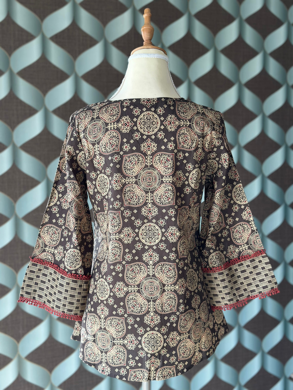 Dark Brown Floral Cotton Top