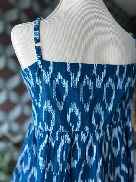 Ikkat Ocean Blue Strap Top
