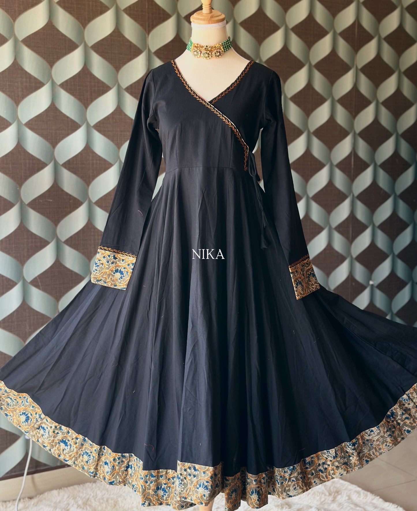 Classic Black Cotton Anarkali