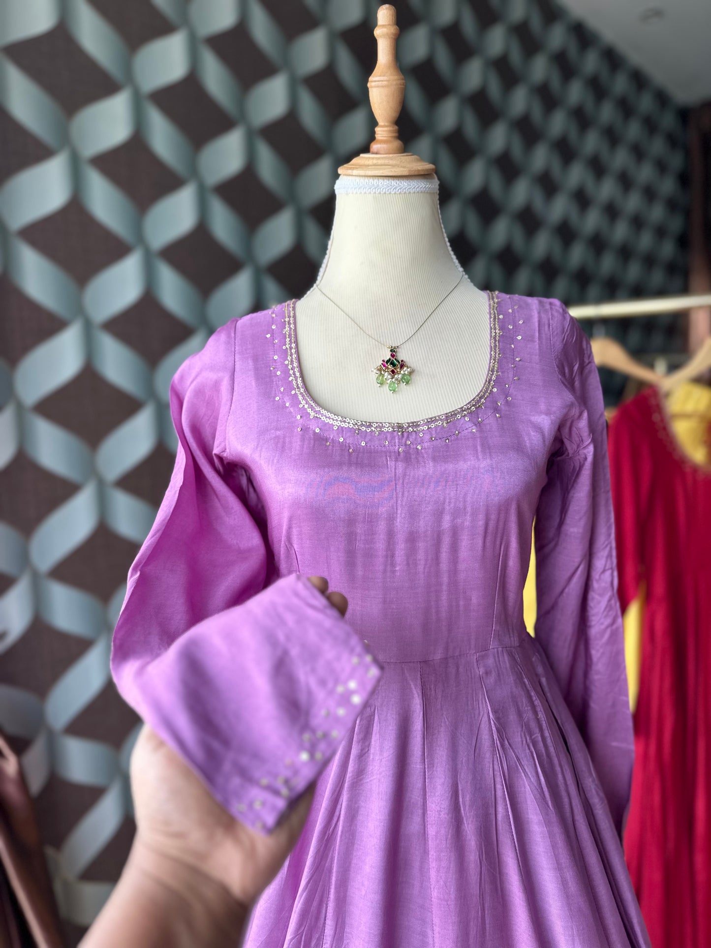 Lilac Soft Silk Anarkali