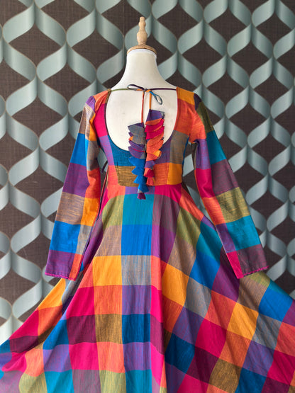 Varnam Madras Check Cotton Anarkali