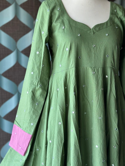 Sitara Sage Green Cotton Anarkali