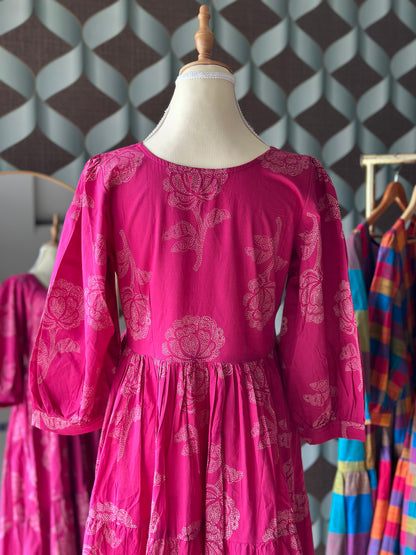 Magenta Rose Midi Dress