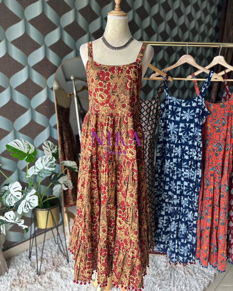 Brown Floral Summer Dress