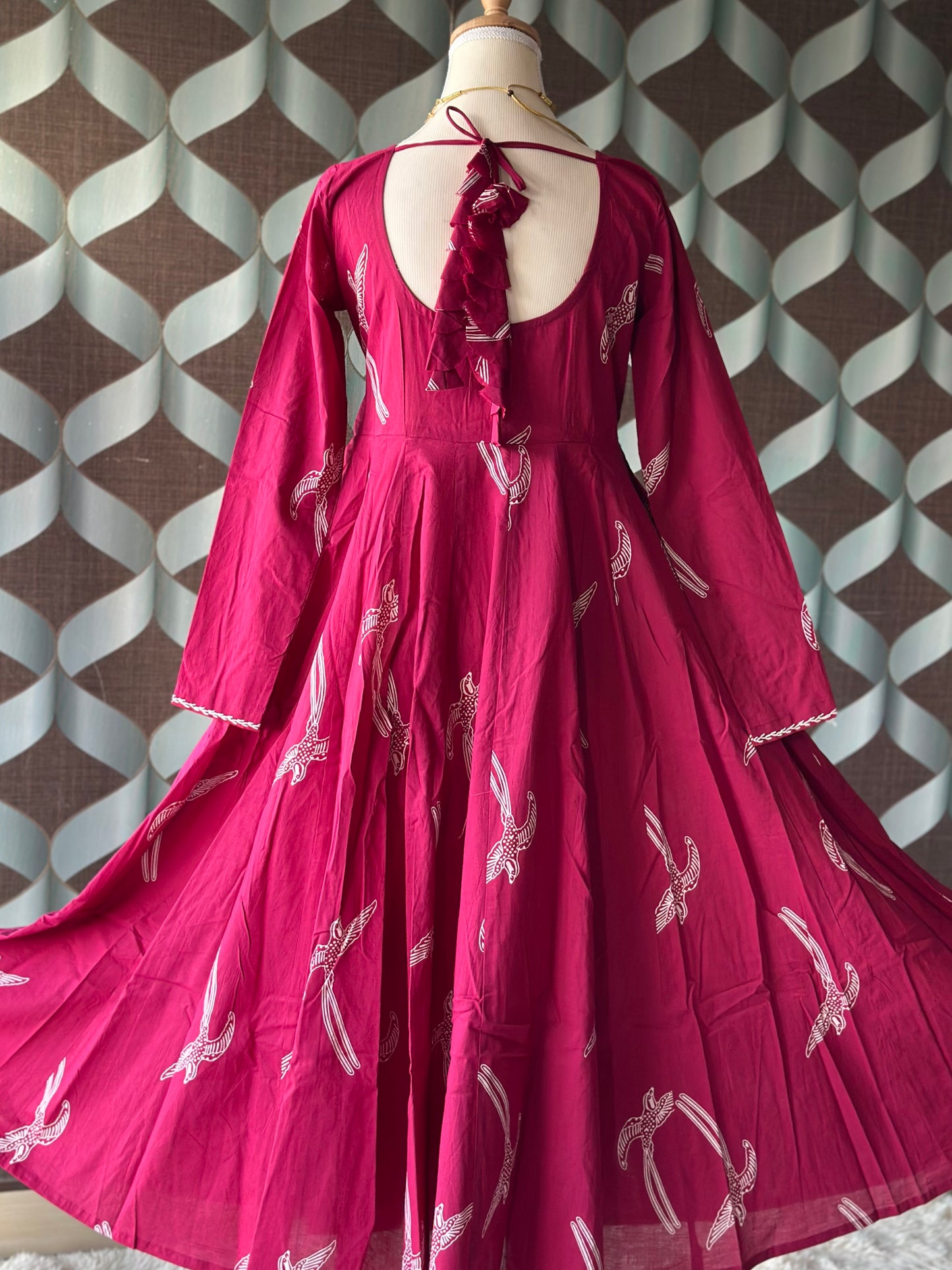Magenta Pink Cotton Anarkali