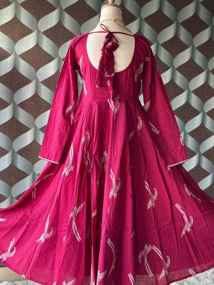 Magenta Pink Cotton Anarkali
