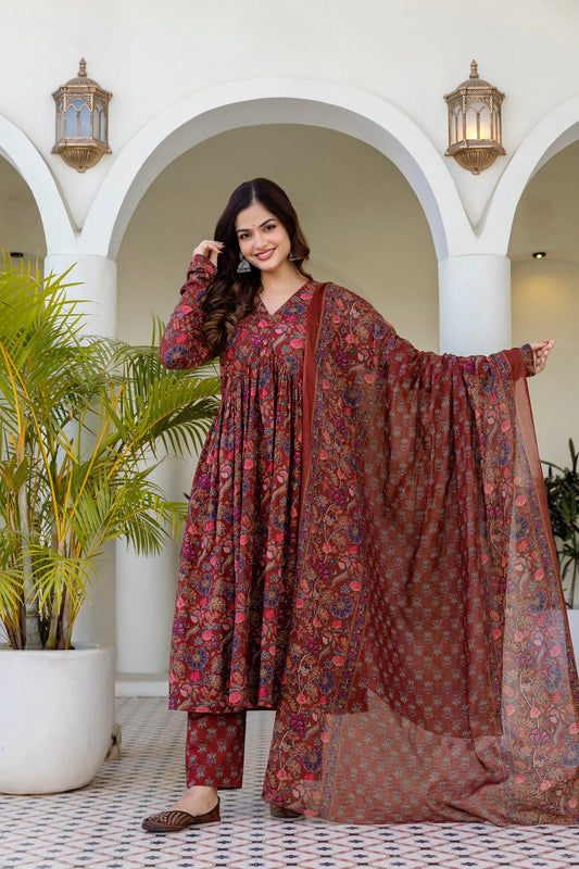 Jaipur Maroon Red Floral Suit Set