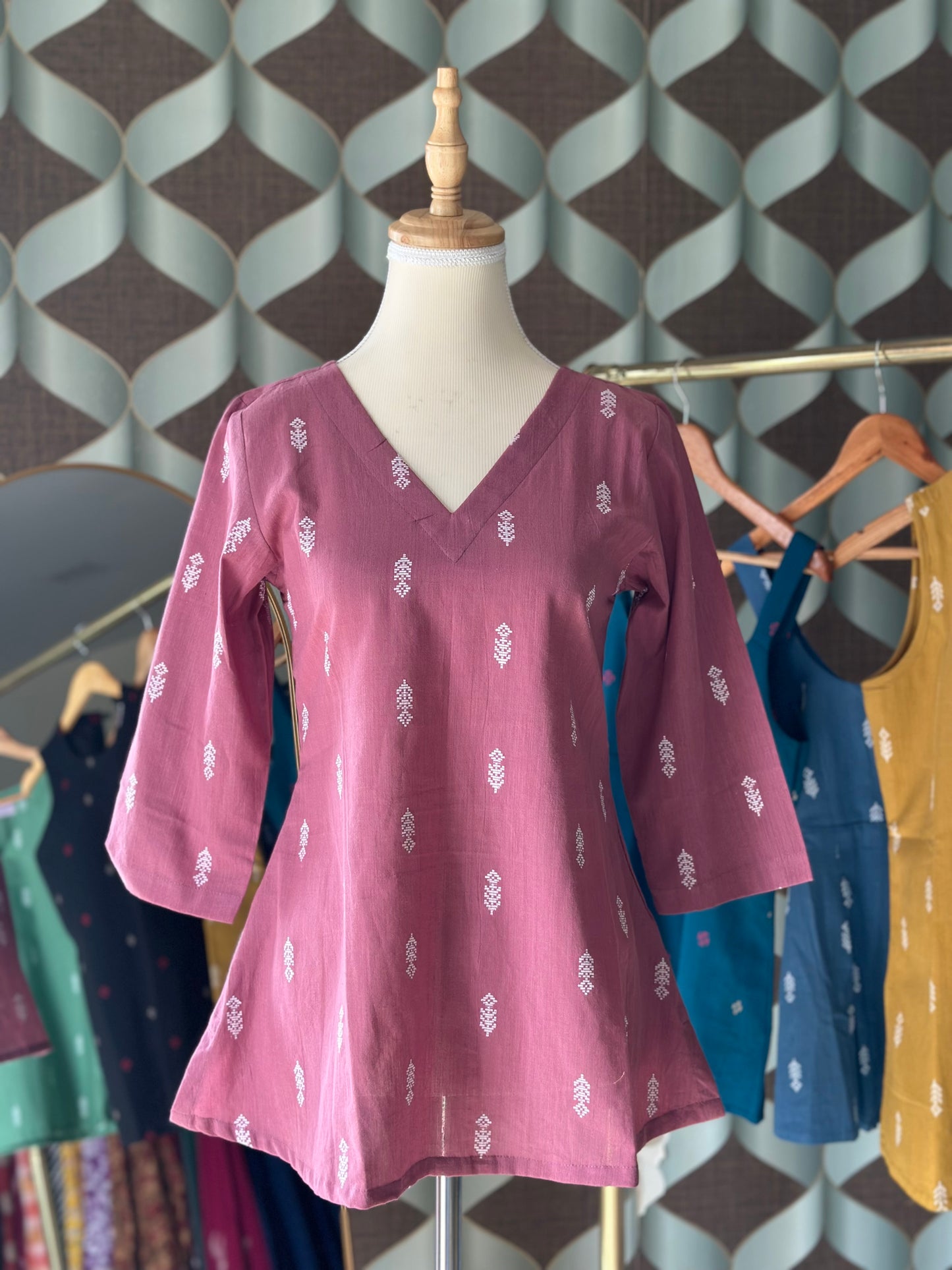 Mauve Pink Handloom Cotton Top