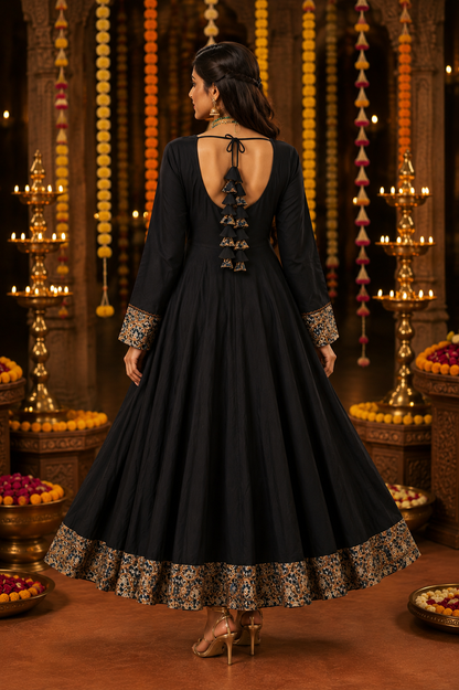 Classic Black Cotton Anarkali