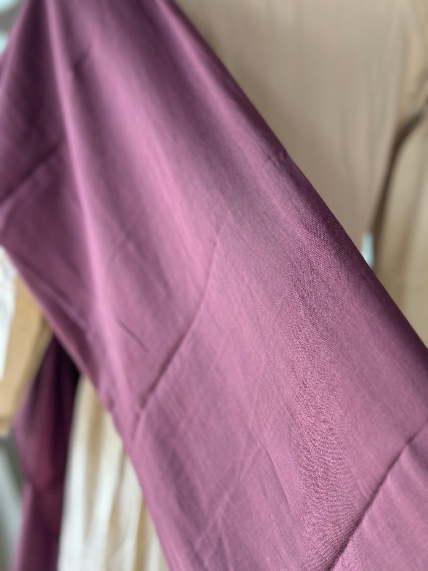 TANIKA Beige Pure Cotton Anarkali Set with Burgundy Mul Cotton Dupatta