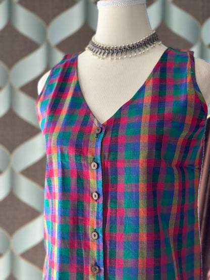 Soft Varnam Madras Check Waistcoat