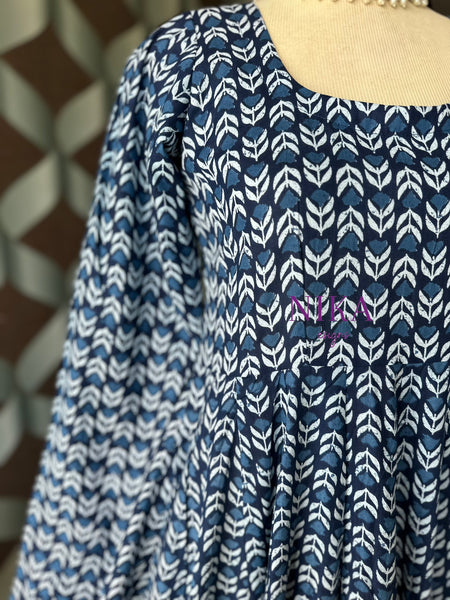 Floral Indigo Blue Anarkali