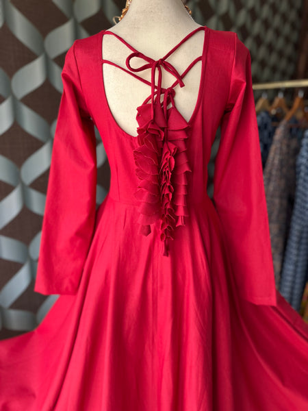 Sunshine Red Cotton Anarkali