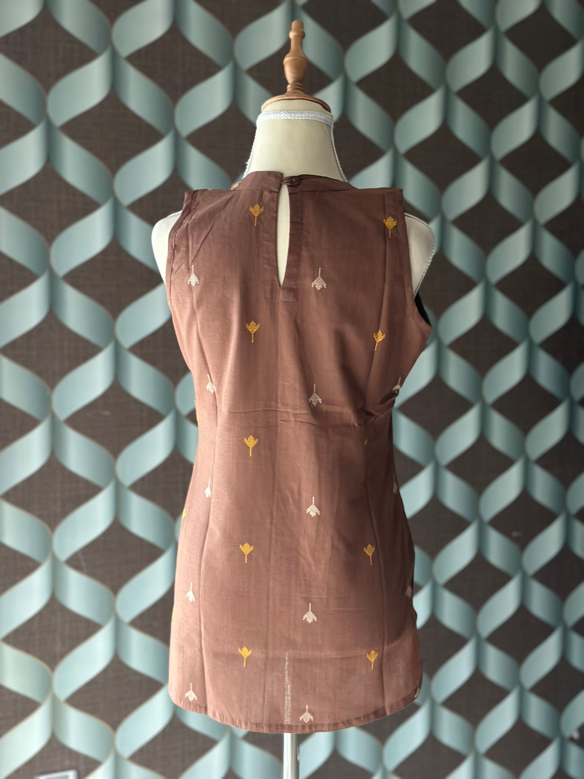 Chocolate Brown Halter Handloom Cotton Short Top