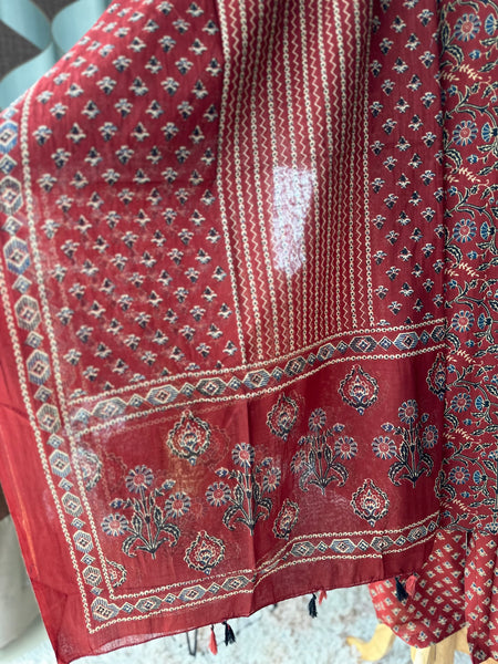 Red Maroon Cotton Suit Set