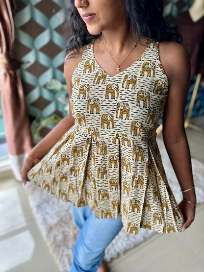 Cream Elephant Short Top