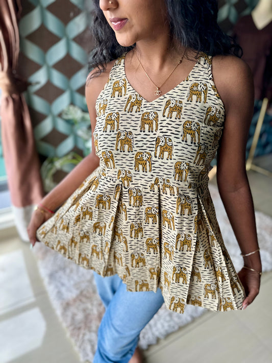 Cream Elephant Short Top