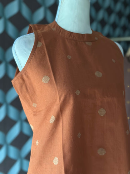Teddy Brown Halter Handloom Cotton Top