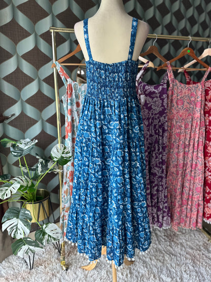 Ocean Blue Floral Summer Dress