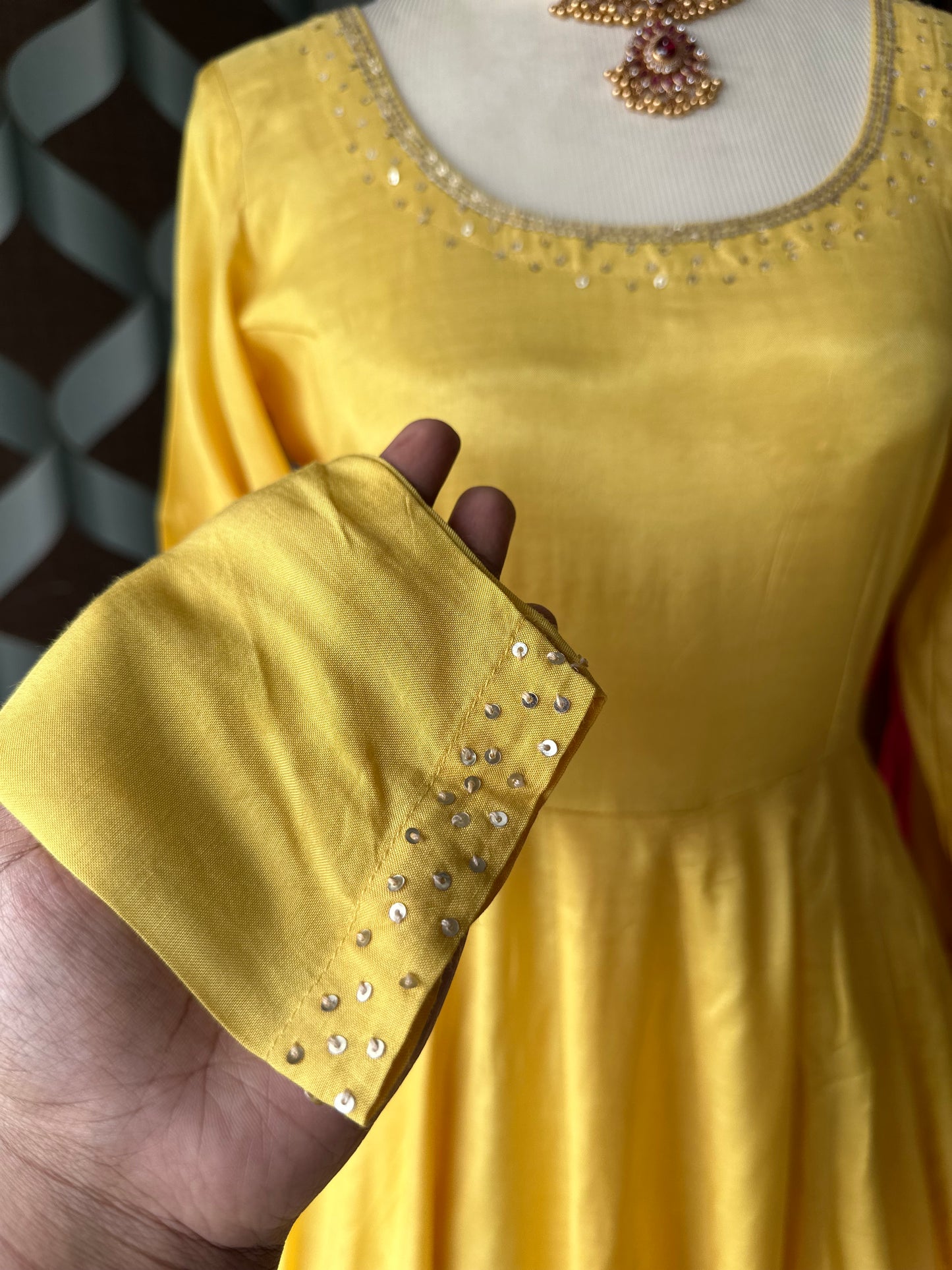 Yellow Soft Silk Anarkali